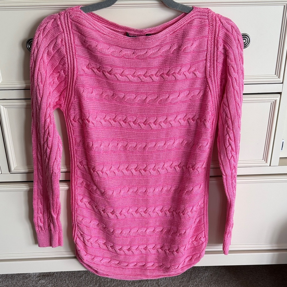 Lauren Ralph Lauren Vibrant Pink Cable Knit Sweater size M